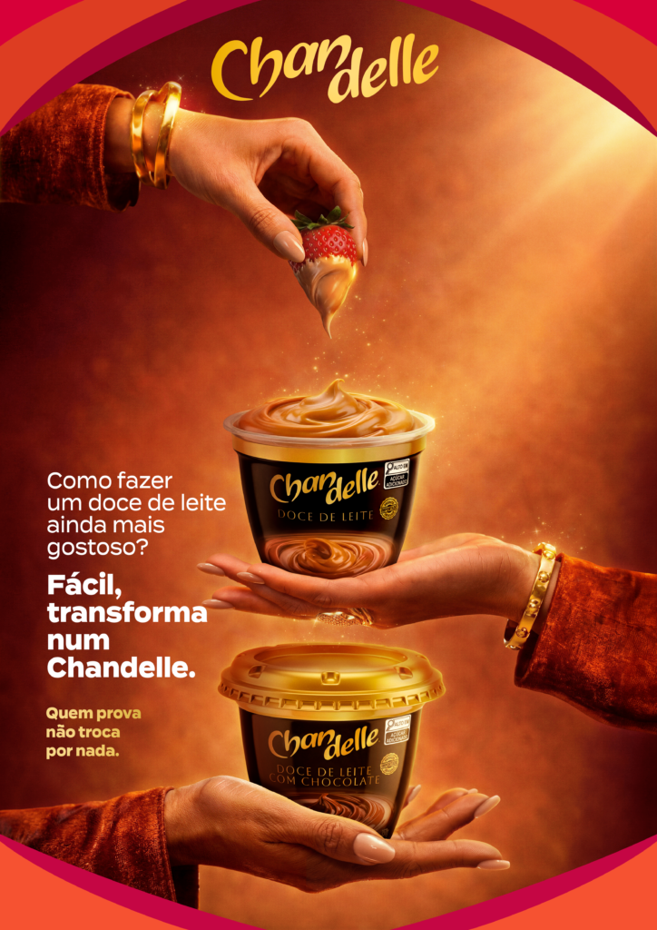 Chandelle dulce de leche desserts with spoons and pouring caramel