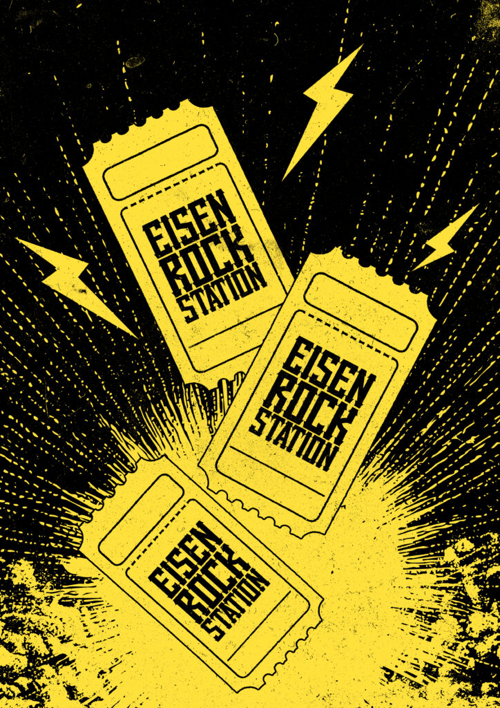 Concert tickets and lightning graphics in Eisenbahn's music campaign