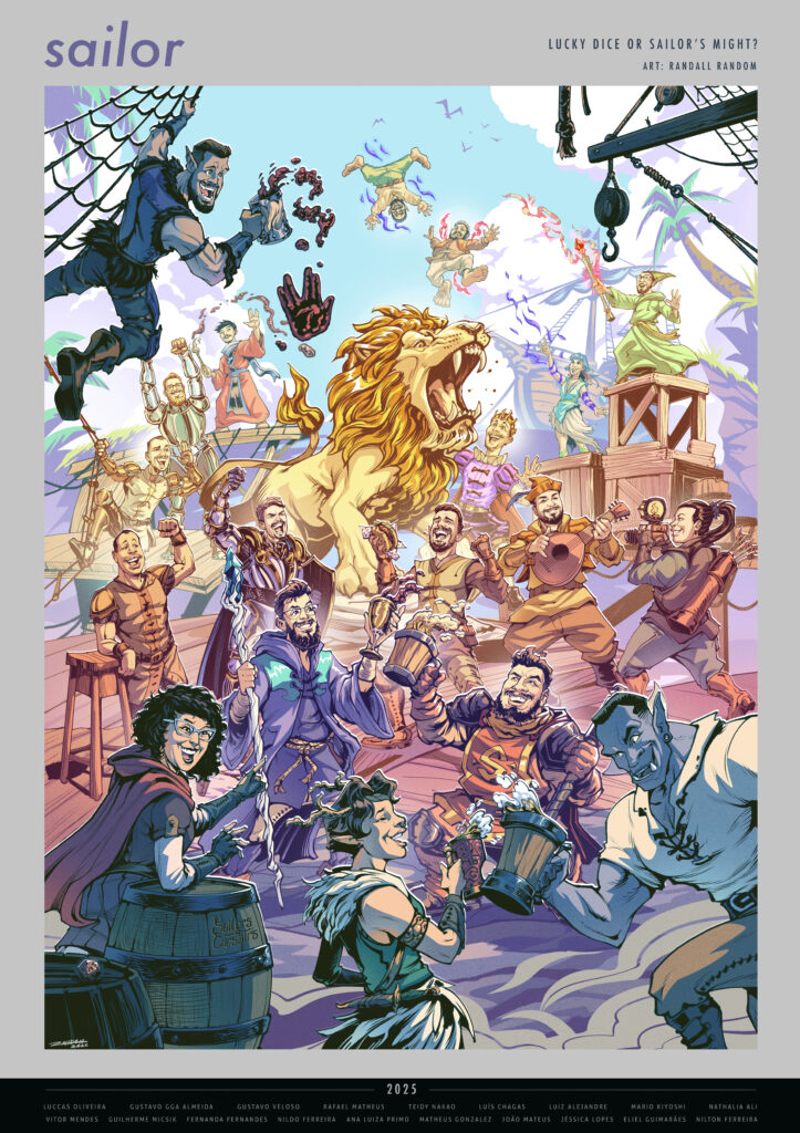 Ensemble of fantasy adventure characters in Sailor's 2025 illustrated artwork