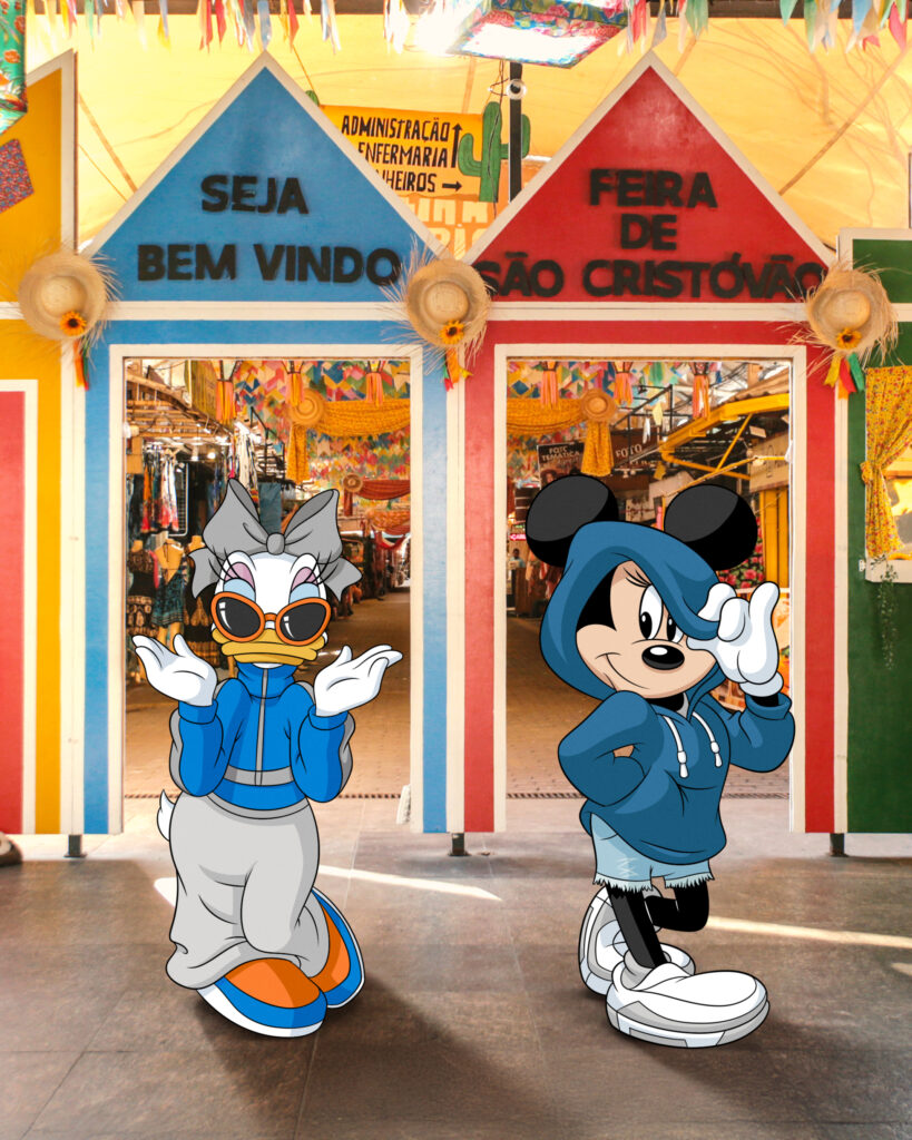 Mickey and Donald outside the Sao Cristovao fair in Rio de Janeiro